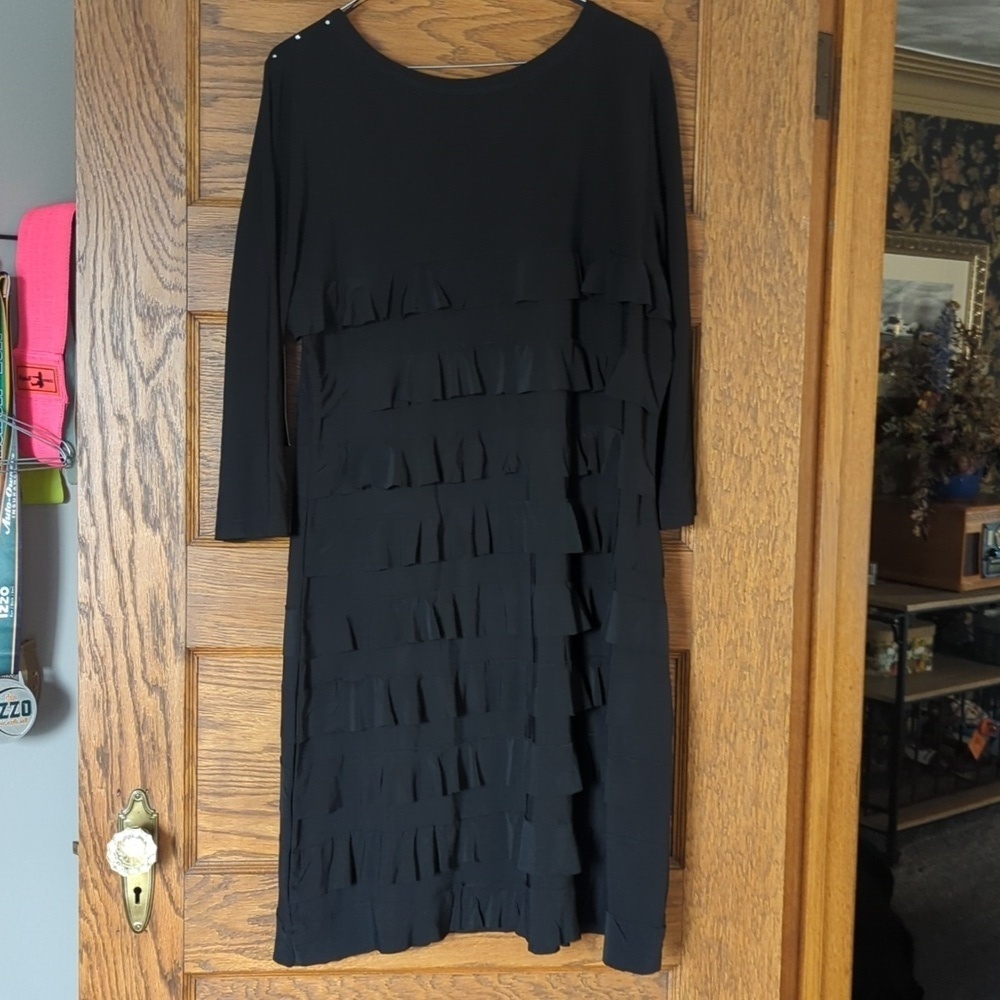 NWT Mango Tango Black Jeweled Ruffle Dress Women's Size XL - Picture 6 of 8
